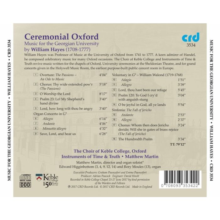 Ceremonial Oxford - Music for the Georgian University by William Hayes - slide-1