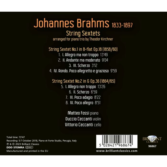 Brahms: String Sextets Arranged for Piano Trio - slide-1