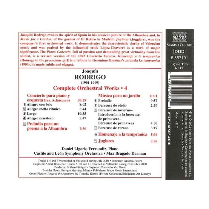 RODRIGO: Piano Concerto; Musica para un Jardin (Complete Orchestral Works, Vol. 4) - slide-1