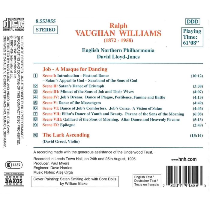 VAUGHAN WILLIAMS: Job/The Lark ascending - slide-1