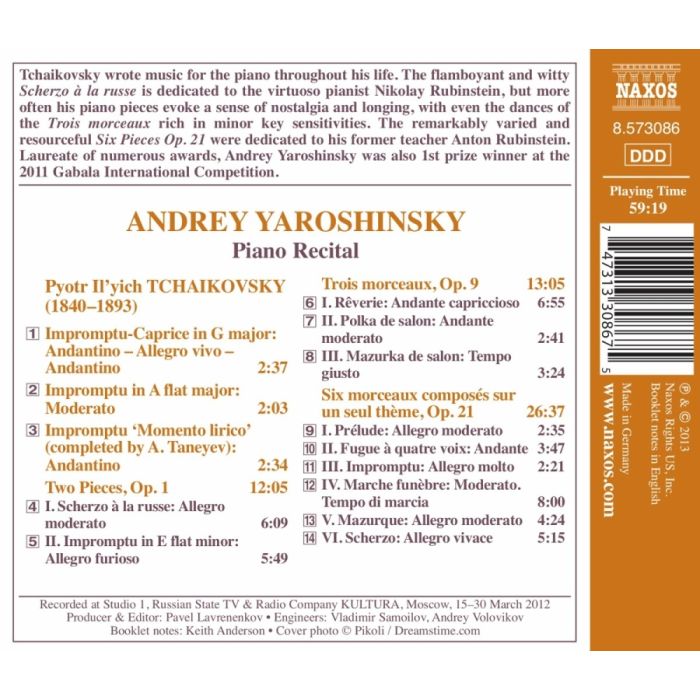 Tchaikovsky: Impromptus, Two Pieces Op. 1, Trois morceaux Op. 9, Six morceaux Op. 21 - slide-1