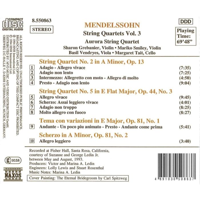 Mendelssohn: String Quartets Nos. 2 and 5, Scherzo Op. 81, No. 2 - slide-1