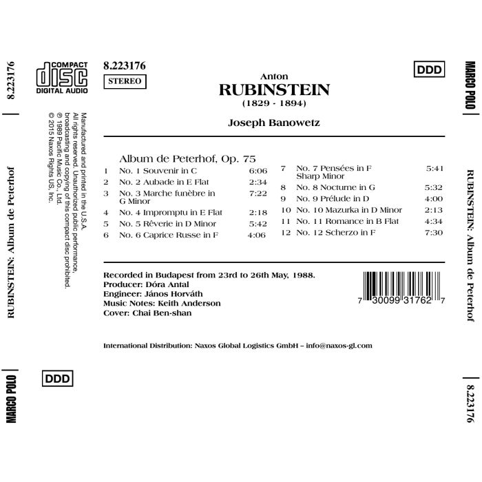 RUBINSTEIN; Album de Peterhof, Op. 75 - slide-1