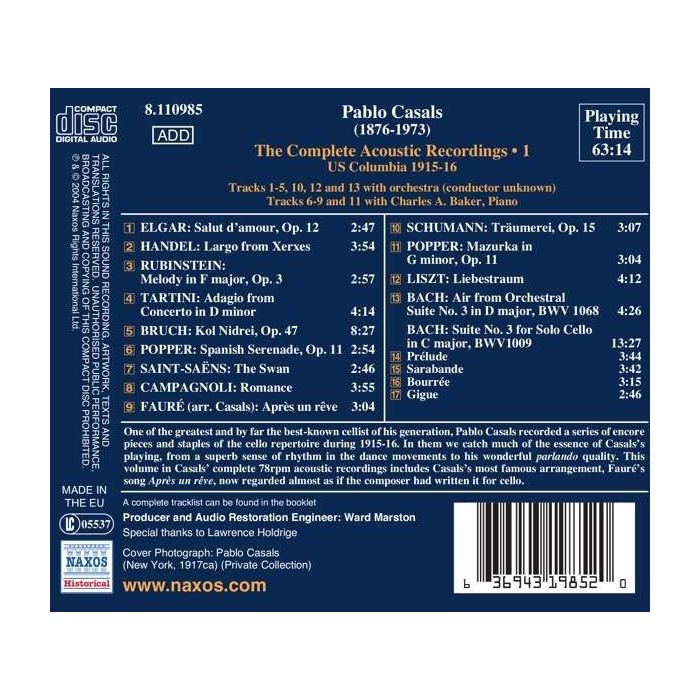 Pablo Casals: Encores and Transcriptions vol.3 - slide-1