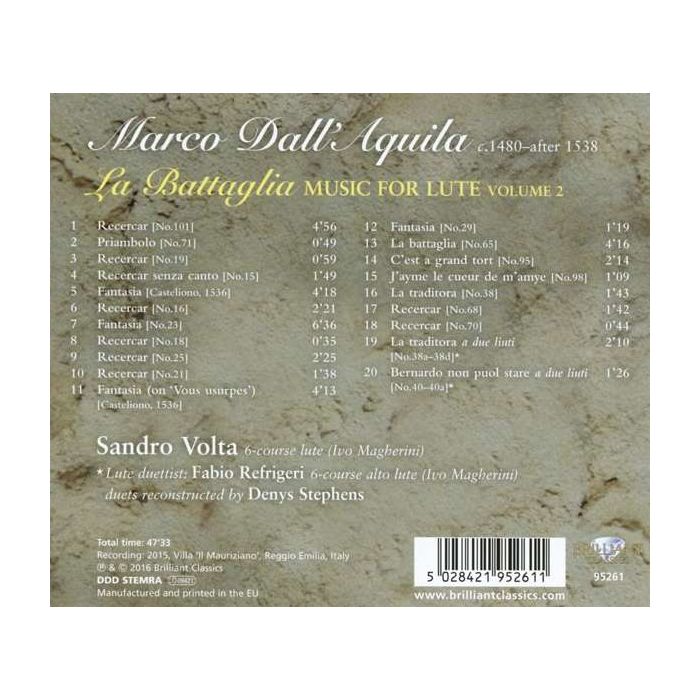 Dall'Aquila: La Battaglia, Music for Lute vol. 2 - slide-1