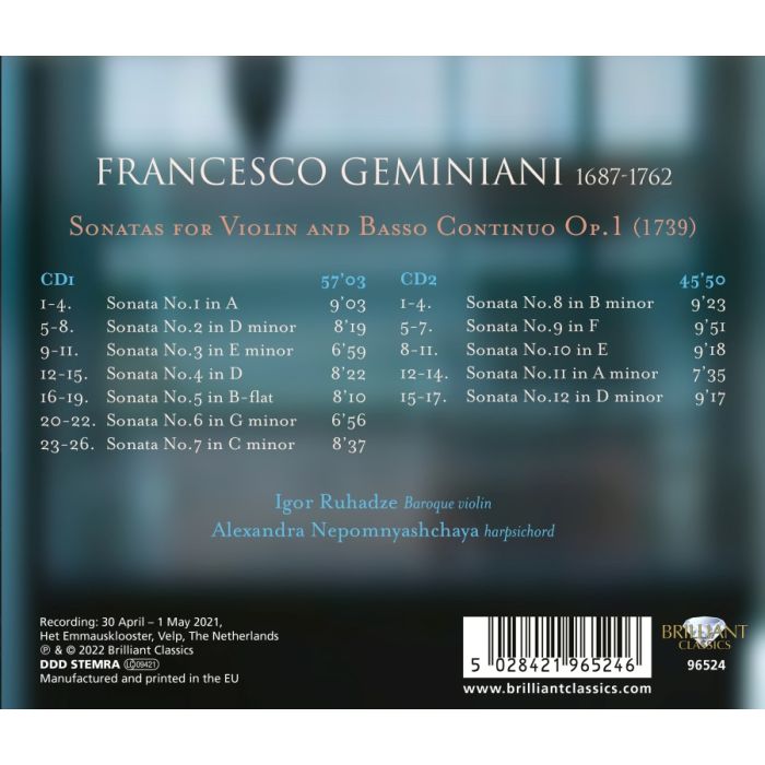 Geminiani: Violin Sonatas Op. 1 - slide-1