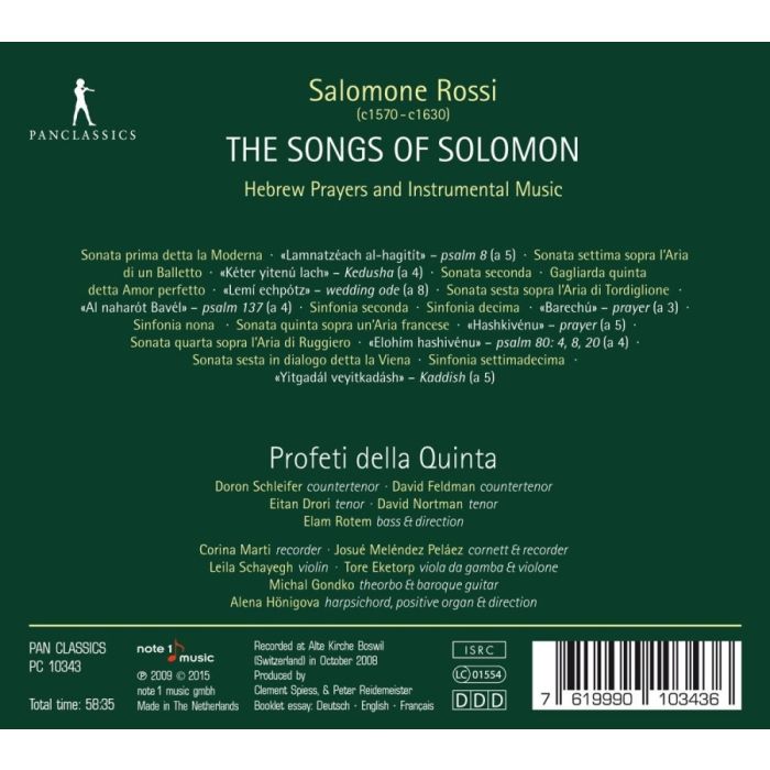 Rossi: The Songs of Solomon, Hebrew Prayers and Instrumental Music - slide-1