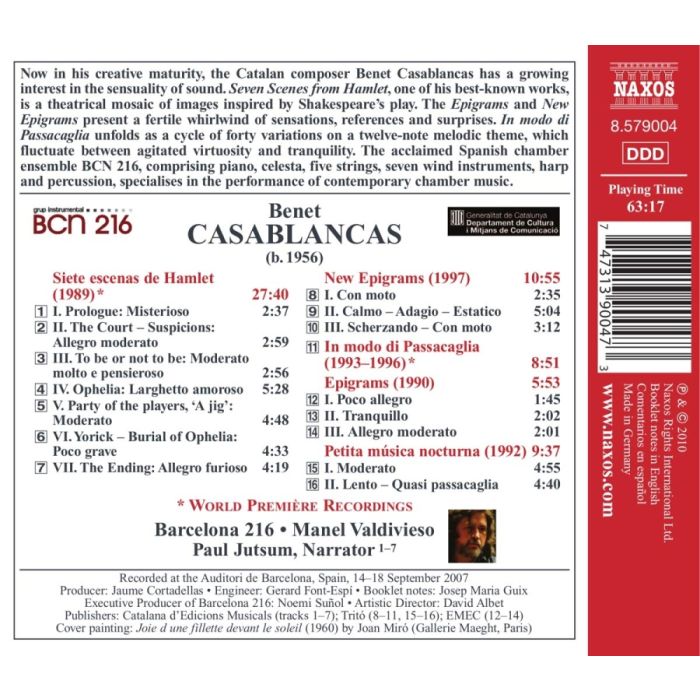 Casablancas: Seven Scenes from Hamlet, New Epigrams, In modo di Passacaglia - slide-1
