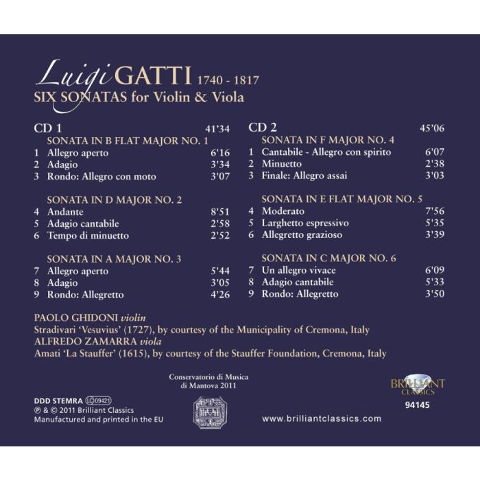Gatti: Six Sonatas for Violin & Viola - slide-1