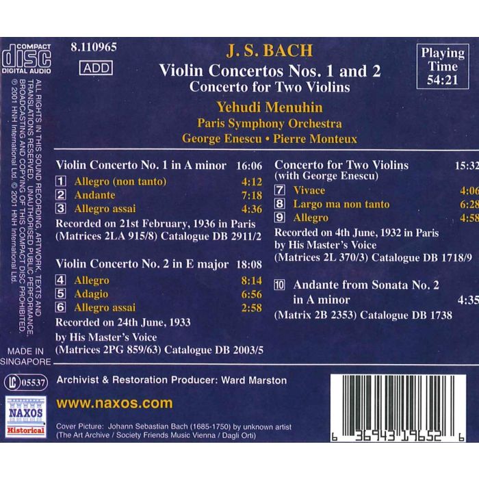 Bach: Violin Concertos nos. 1&2 - slide-1