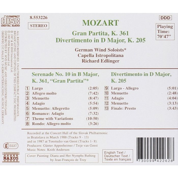 MOZART: Gran Partita, Divertimento in D - slide-1