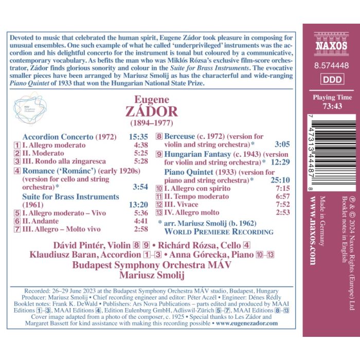 Zador: Piano Quintet; Accordion Concerto - slide-1