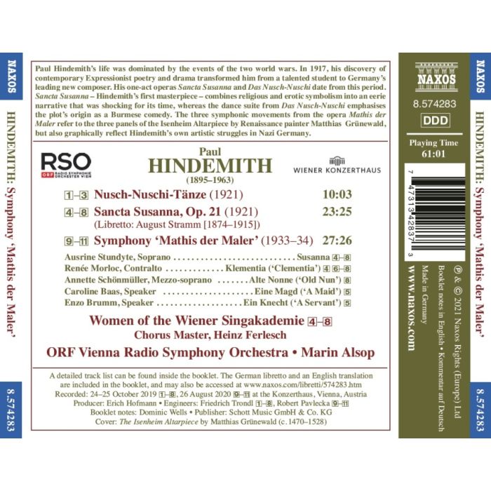 Hindemith: Symphony ‘Mathis der Maler’; Nusch-Nuschi-Tänze; Sancta Susanna - slide-1