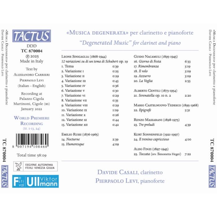 «Musica degenerata» per clarinetto e pianoforte - slide-1