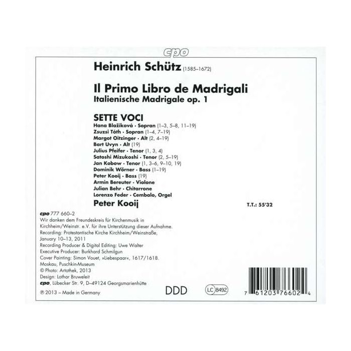 Schütz: Il Primo Libro di Madrigali (Italian Madrigals SWV 1-19) - slide-1
