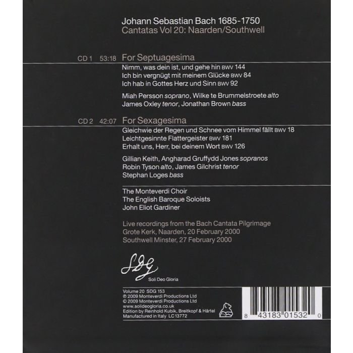 BACH: Cantatas Vol. 20 - BWV 18, 84, 92, 126, 144, 181 (2 CD) - slide-1