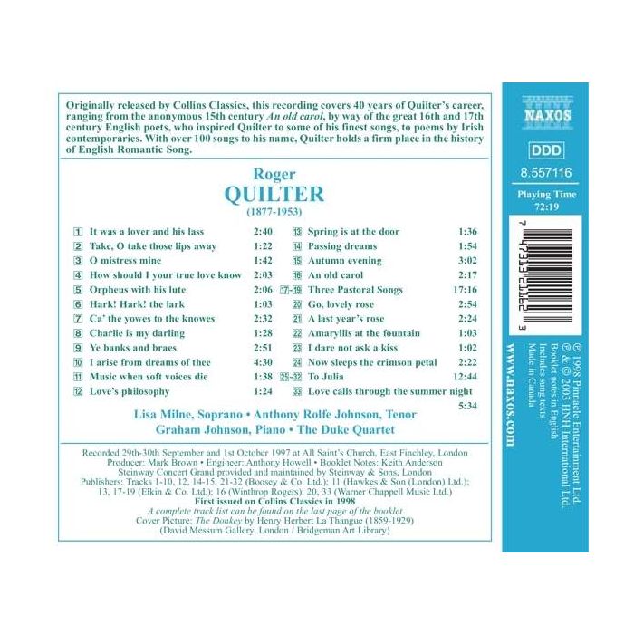 QUILTER: Songs (English Song, Vol. 5) - slide-1