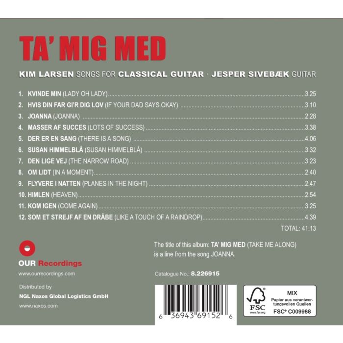 Ta' Mig Med - Kim Larsen Songs for Classical Guitar - slide-1