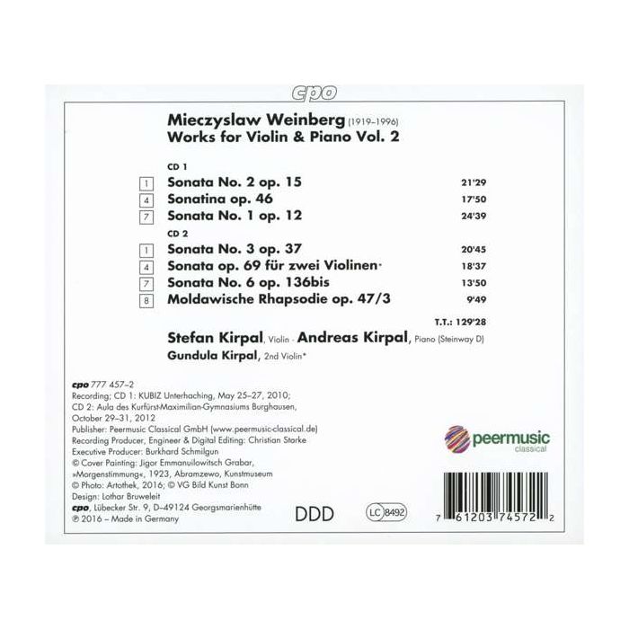Weinberg: Violin Sonatas Nos. 1 - 3 & 6 Sonatina op. 46 Sonata for Two Violins - slide-1