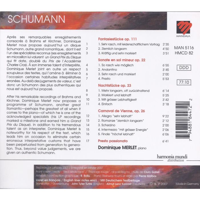 SCHUMANN: Fantasiestucke Op.111. - Sonate Op.22. - Nachtstucke Op.23. - Carnaval De Vienne Op.26 - slide-1