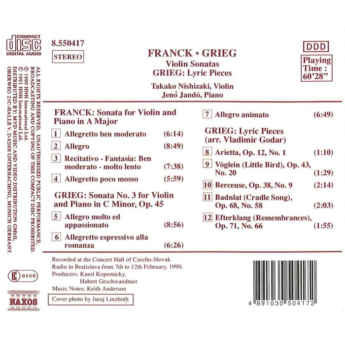 FRANCK / GRIEG: Violin Sonatas - slide-1