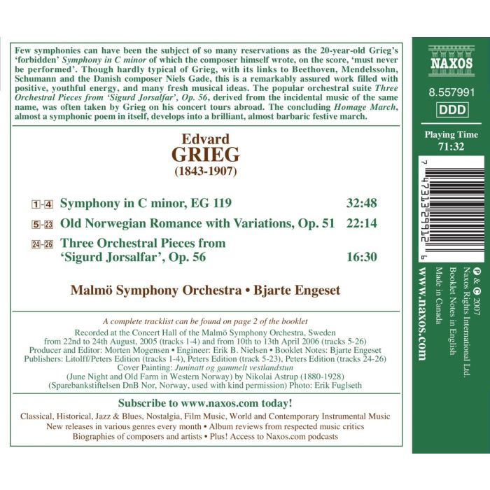 Grieg: Orchestral Music Vol. 3 - Symphony in C minor, Old Norwegian Romance - slide-1