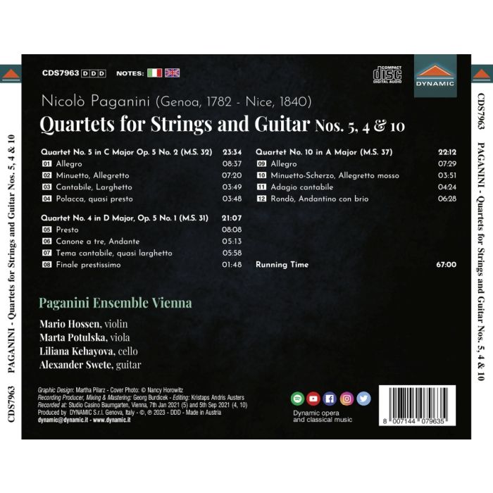 Paganini: Quartets for Strings and Guitar Vol. 3 - Nos. 5, 4 & 10 - slide-1