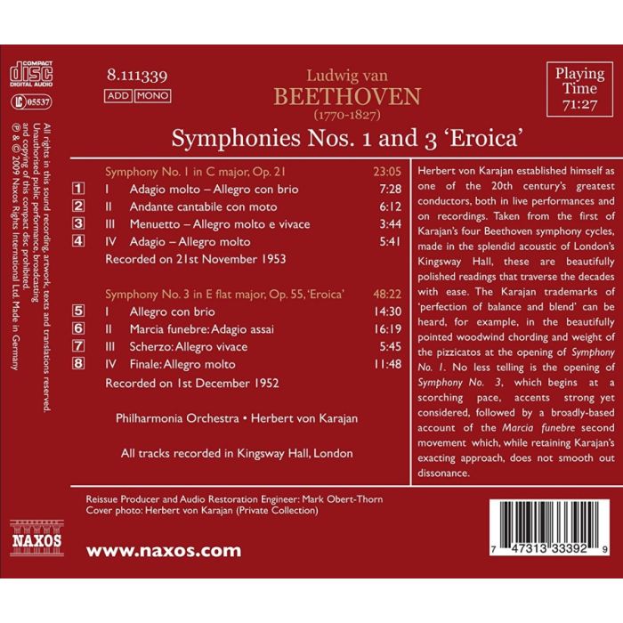 Beethoven: Symphonies Nos. 1 & 3 