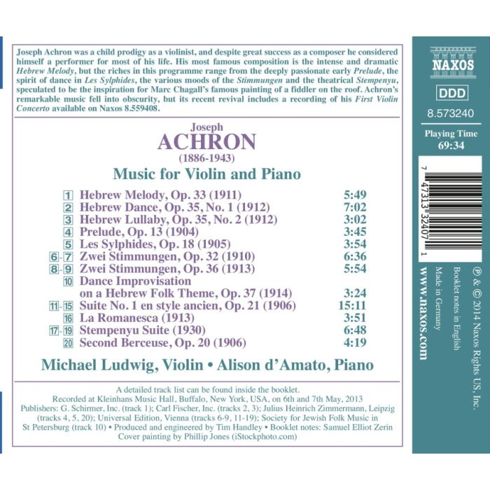 Achron: Music for Violin and Piano - slide-1