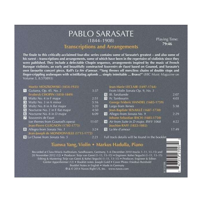Sarasate: Music for Violin and Piano Vol. 4 - Transcriptions & arrangements - slide-1