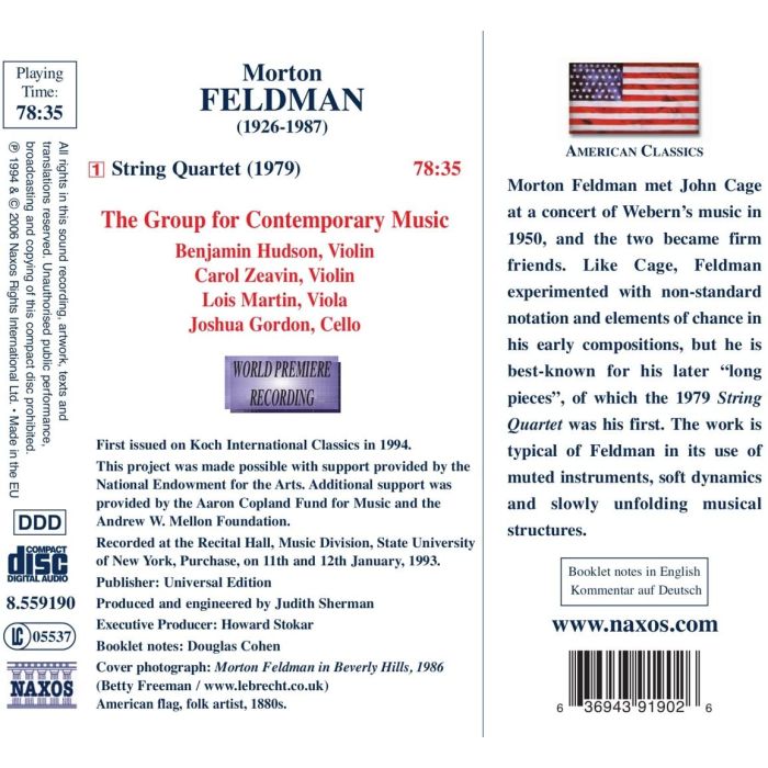 FELDMAN: String Quartet (1979) - slide-1