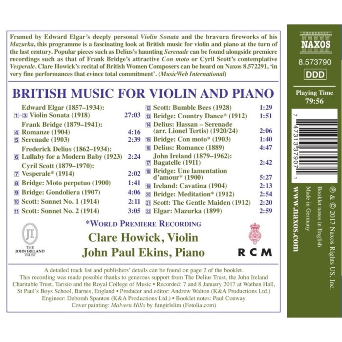 British Music for Violin and Piano / Elgar/Bridge/Delius/Ireland; ... - slide-1