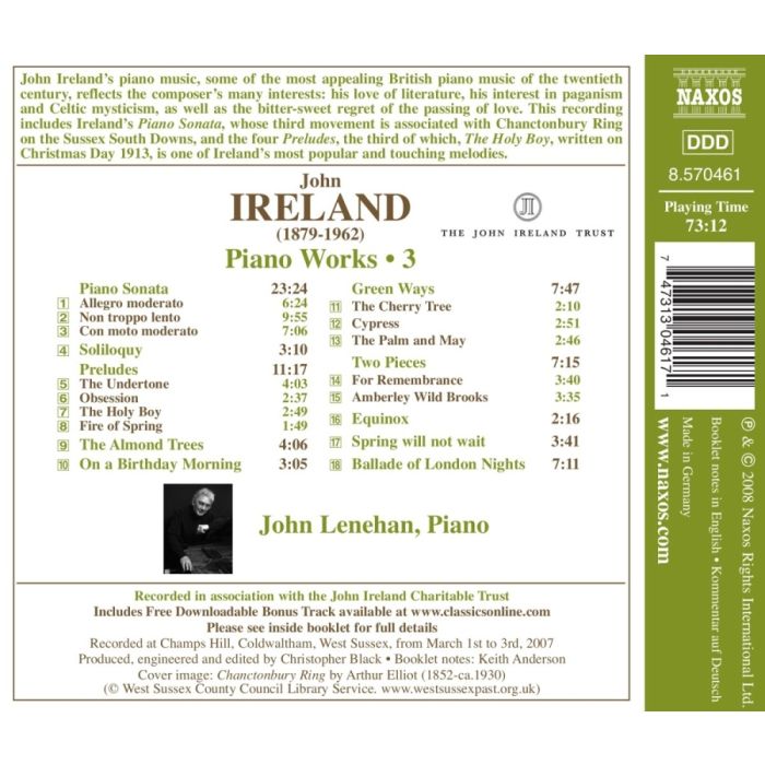 Ireland J. Piano Works Vol. 3 - Piano Sonata / 8.570461 - slide-1