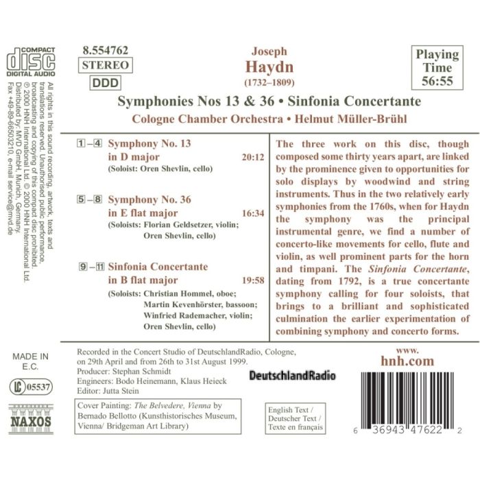 HAYDN: Symphonies, Vol. 22  - Nos. 13, 36; Sinfonia Concertante - slide-1