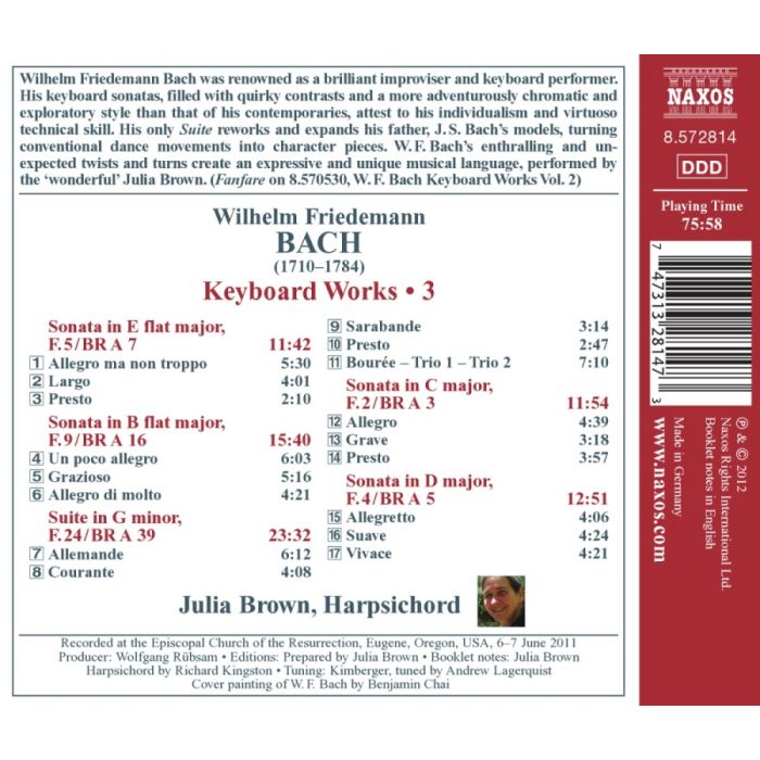 Bach Wilhelm Friedemann: Keyboard Works Vol. 3 - Sonatas and Suite - slide-1