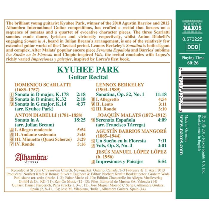 Kyuhee Park - Guitar Recital: Scarlatti, Diabelli, Berkeley, Malats, Barrios - slide-1