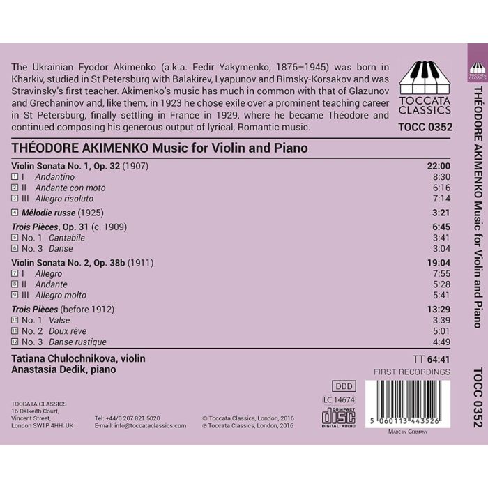Akimenko: Music for Violin and Piano - slide-1