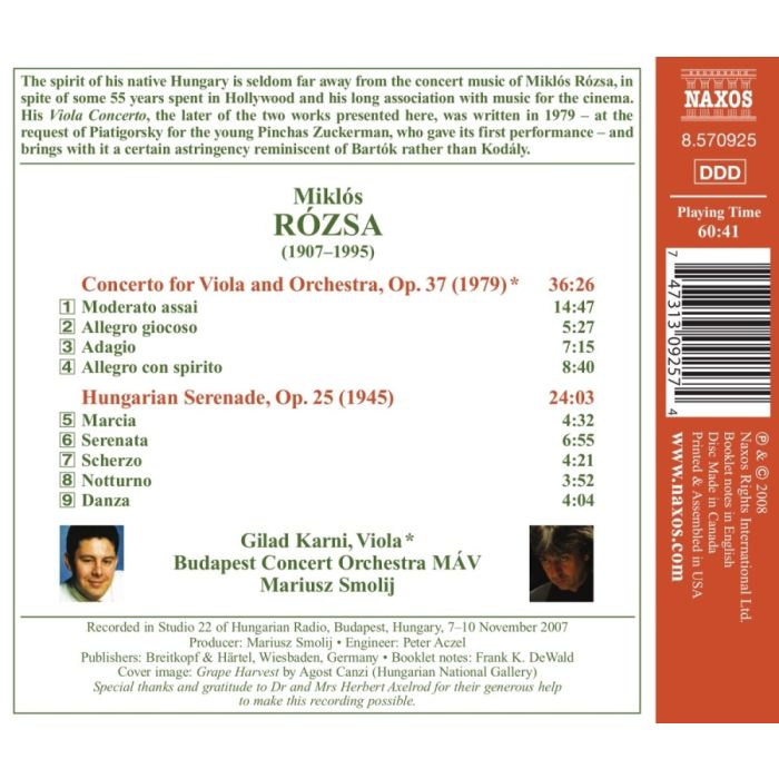 Rozsa: Viola Concerto, Hungarian Serenade - slide-1