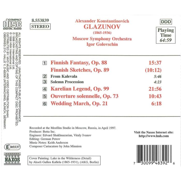 GLAZUNOV: Orchestral Works, Vol. 9 - Finnish Fantasy, Finnish Sketches, Karelian Legend - slide-1