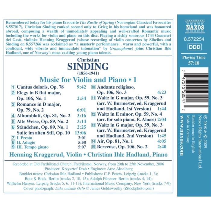 Sinding: Music for Violin and Piano Vol. 1, Suite im alten Stil Op. 10, Waltzes Op. 59 - slide-1
