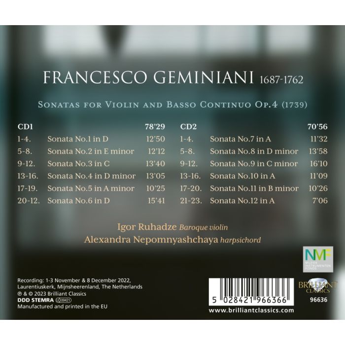 Geminiani: Violin Sonatas Op. 4 - slide-1