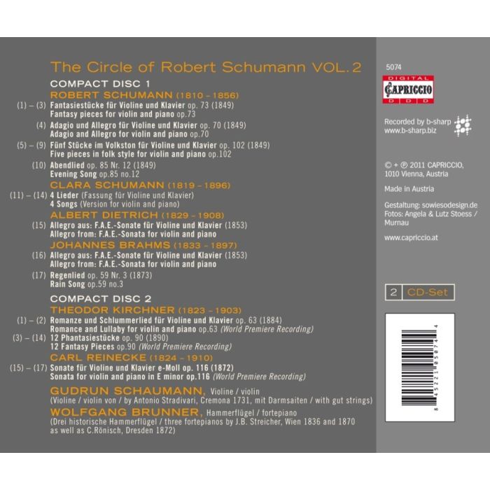 The Circle of Robert Schumann Vol. 2 -  Robert & Clara Schumann, Dietrich, Brahms, Kirchner, Reinecke - slide-1