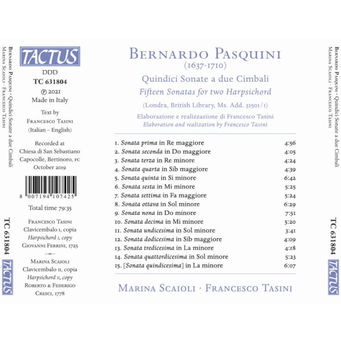 Pasquini: Fifteen Sonatas for two Harpsichords - slide-1