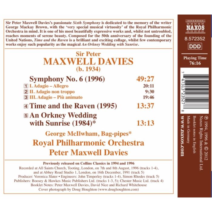Maxwell Davies: Symphony No. 6, Time and the Raven, Orkney Wedding - slide-1