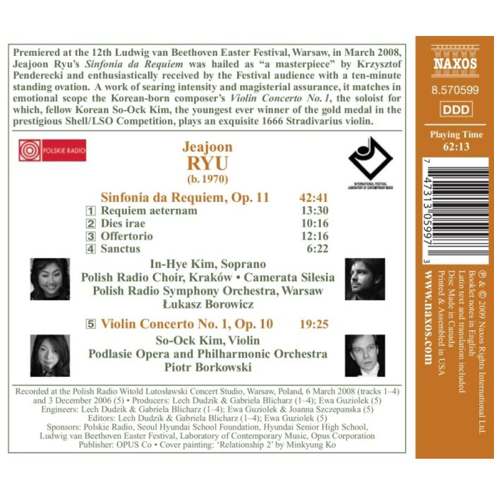 RYU: Sinfonia da Requiem; Violin Concerto No. 1 - slide-1