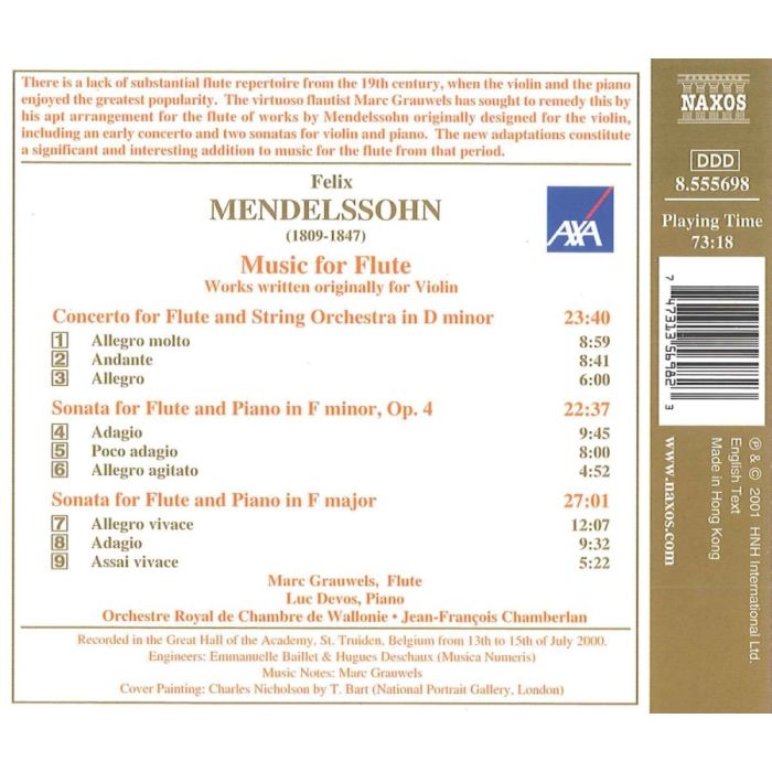 MENDELSSOHN: Flute Concerto in D Minor; Flute Sonatas - slide-1