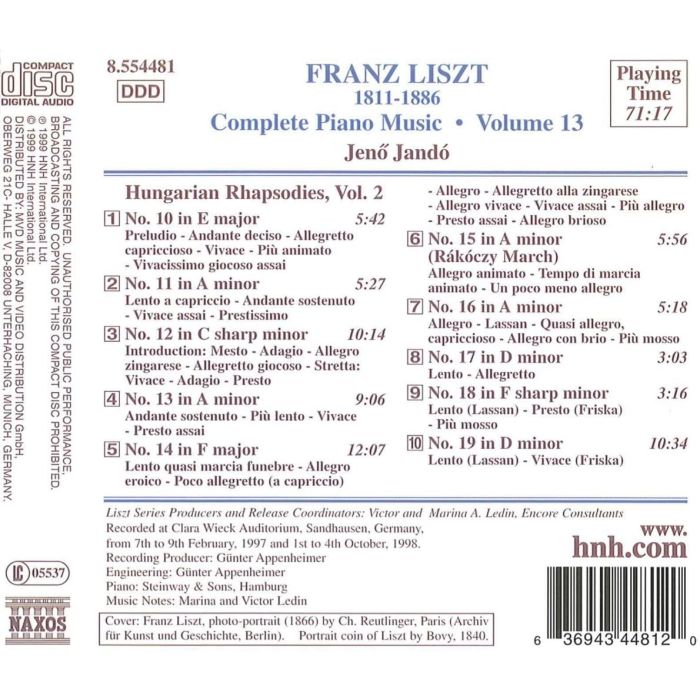 LISZT: Hungarian Rhapsodies, Vol. 2 (Liszt Complete Piano Music, Vol. 13) - slide-1