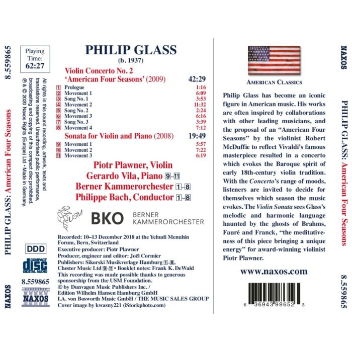Glass: Violin Concerto No. 2 ‘American Four Seasons’; Violin Sonata - slide-1