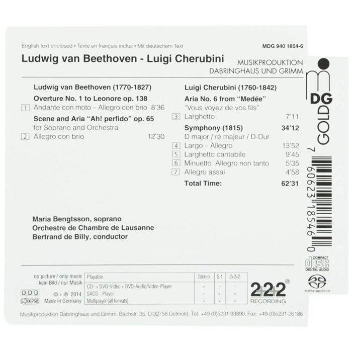 Beethoven: Overture Leonore I; Ah! perfido!; Cherubini: Symphony D major - slide-1