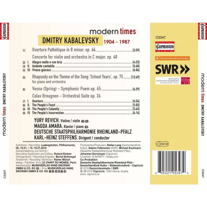 Kabalevsky: Overture Pathétique; Violin Concerto; Rhapsody; Spring; Colas Breugnon Suite - slide-1